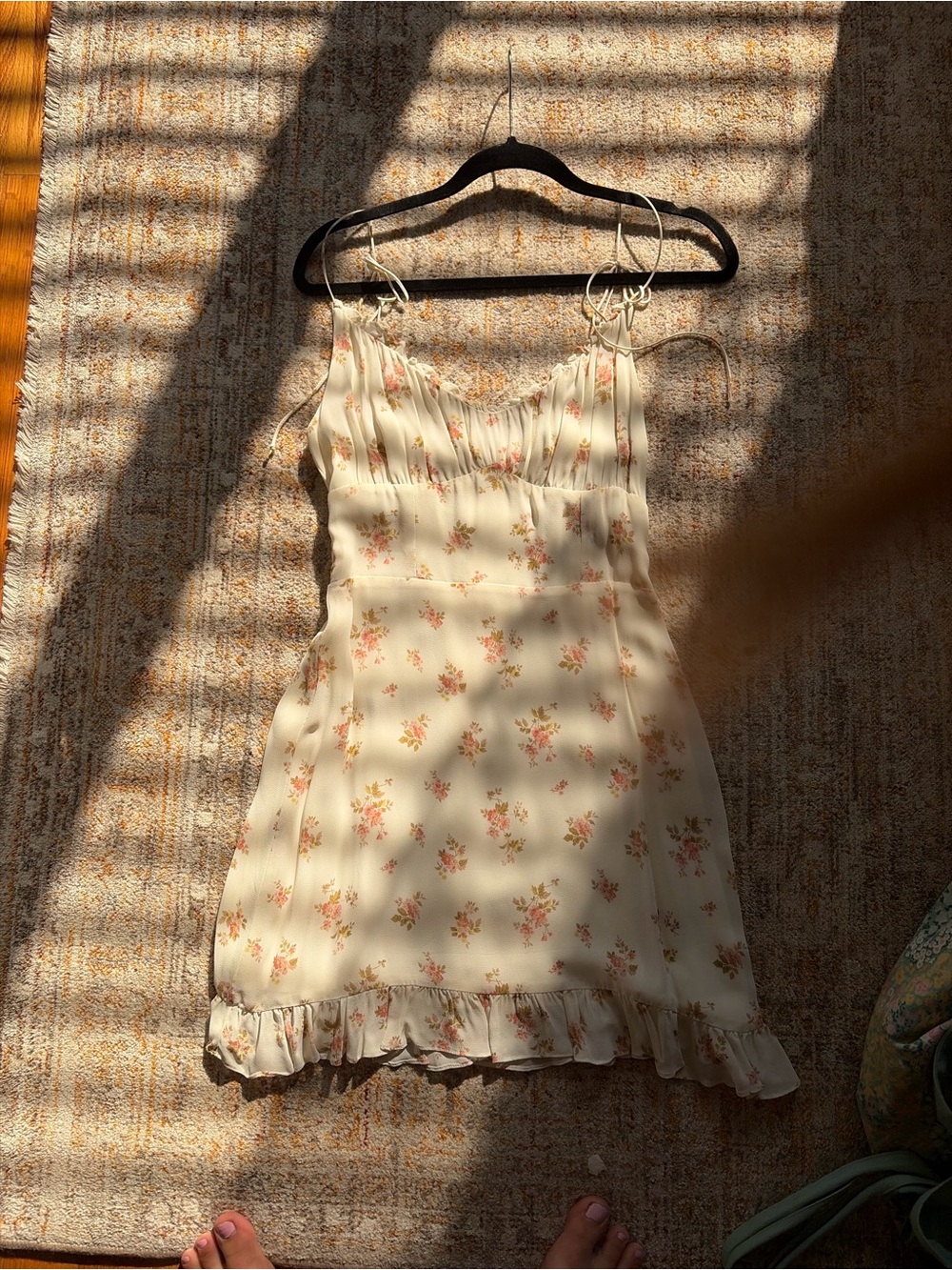 Reformation Cream Mini Dress with Pink Floral Print - Picture 2 of 6